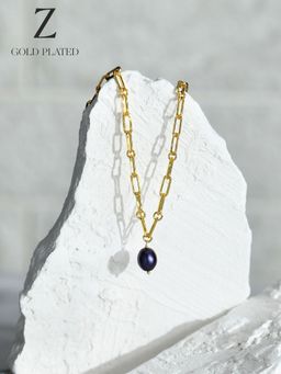 Accessorize London - Real Gold Plated Z Pearl Chain Necklace