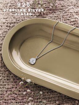 Accessorize London - 925 Pure Sterling Silver-Plated Textured Pendant Necklace