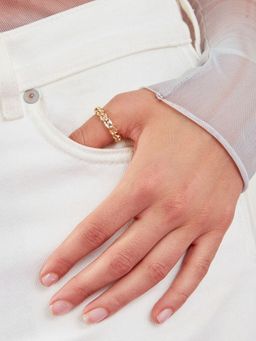 Accessorize London - Women's Textured Circles Ring Gold