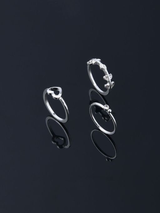 Accessorize London Women's Heart Vine Rings Silver (Pack of 3)