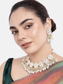 Peora - Handcrafted Enamel Meenakri Choker Necklace With Earrings Jewellery Set