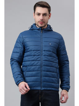 Van Heusen - Men Solid Full Sleeve Teal Puffer Jacket