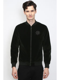 Peter England - Men Dark Green Embellished Casual Jacket