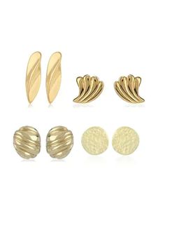 Estele - Gold Plated Textured Combo Stud Earrings for Women
