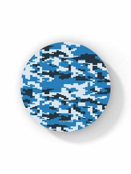 Macmerise - Camo Pixel Cerulean Pattern Circular Coaster