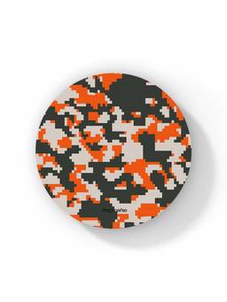 Macmerise - Camo Pixel Flame Pattern Circular Coaster