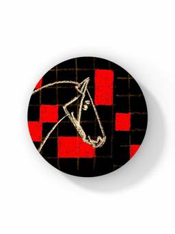 Macmerise - Masaba Red Checkered Horse Pattern Circular Coaster