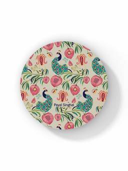 Macmerise - Payal Singhal Anaar and Mor Beige Pattern Circular Coaster