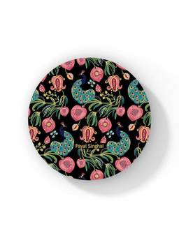 Macmerise - Payal Singhal Anaar and Mor Black Pattern Circular Coaster