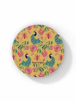 Macmerise - Payal Singhal Anaar and Mor Mustard Pattern Circular Coaster