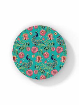Macmerise - Payal Singhal Anaar and Mor Teal Pattern Circular Coaster