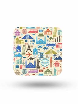 Macmerise - Travel Lover Pattern Square Coaster