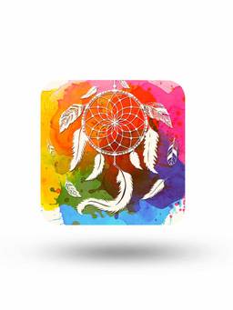 Macmerise - Dream Catcher Rainbow Pattern Square Coaster