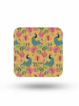 Macmerise - Payal Singhal Anaar and Mor Mustard Pattern Square Coaster