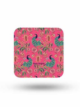 Macmerise - Payal Singhal Anaar and Mor Pink Pattern Square Coaster
