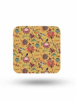 Macmerise - Payal Singhal Chidiya Mustard Pattern Square Coaster