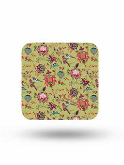 Macmerise - Payal Singhal Chidiya Olive Pattern Square Coaster