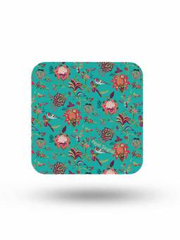 Macmerise - Payal Singhal Chidiya Teal Pattern Square Coaster