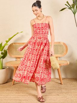 Uptownie - Scalloped Fit and Flare Maxi Cotton Dress