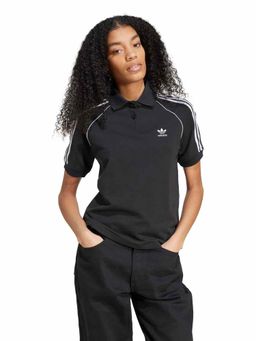 adidas Originals - Women Black Stripes Short Sleeves Polo T-shirt