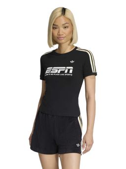 adidas Originals - Women Black Text Printed Cali T-shirt