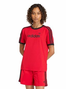 adidas Originals - Women Red Stripes Regular Fit T-shirt