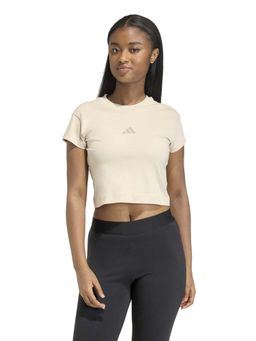 adidas - Women Beige Future Icons Small Logo Crop T-shirt