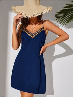 Outzidr - Blue Strappy Dress