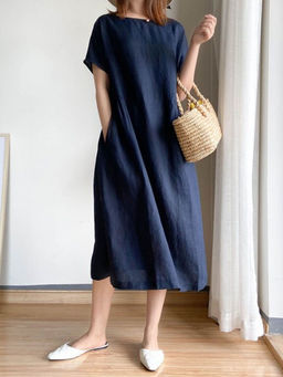 Outzidr - Navy Blue Tee Dress