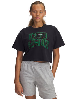 Under Armour - Black Varsity Heavyweight Short Sleeve Crop T-Shirt