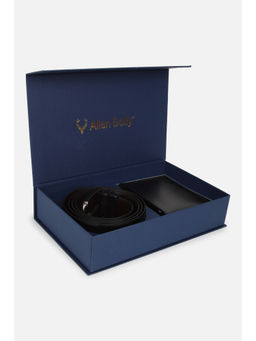 Allen Solly - Men Black Textured Casual Reversible Belt & Wallet (L)