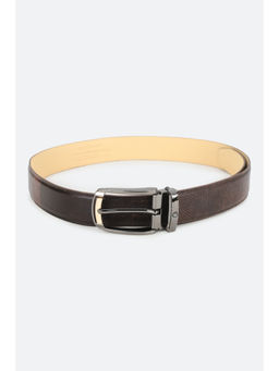 Louis Philippe - Men Brown Textured Genuine Leather Casual Belt