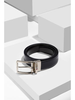Louis Philippe - Men Black Solid Reversible Genuine Leather Formal Belt