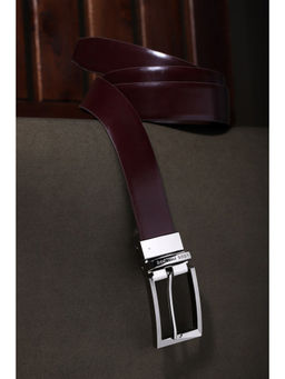 Louis Philippe - Men Maroon Textured Reversible Genuine Leather Formal Belt