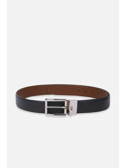 Louis Philippe - Men Black Textured Reversible Genuine Leather Formal Belt