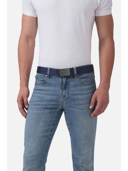 Louis Philippe - Men Navy Blue Textured 100% Polyamide Casual Belt