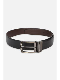 Peter England - Men Black Textured Reversible Genuine Leather Belt