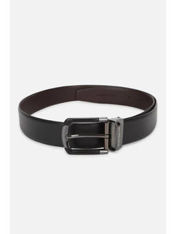 Peter England - Men Black Textured Reversible Genuine Leather Belt