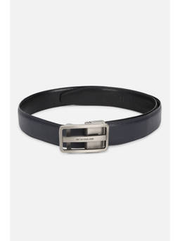 Peter England - Men Navy Blue Textured Genuine Leather Belt