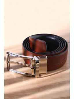 Peter England - Men Brown Textured Reversible Genuine Leather Belt