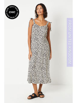 Dorothy Perkins - Animal Tie Shoulder Midi Dress - Multi-Color