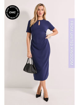 Dorothy Perkins - Keyhole Gathered Side Pencil Dress - Navy Blue