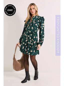 Dorothy Perkins - Daisy Frill Yoke Belted Mini Shirt Dress - Black