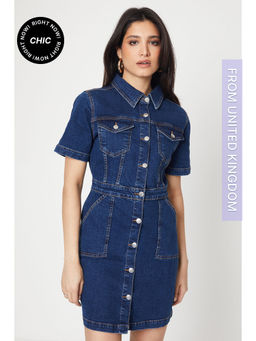 Dorothy Perkins - Denim Short Sleeve Mini Dress - Indigo