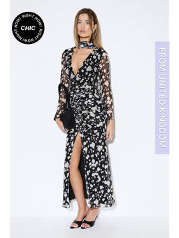Misspap - Spot Print Mesh Scarf Dress - Black
