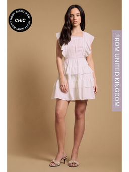Oasis - Tiered Lace Insert Mini Dress - White