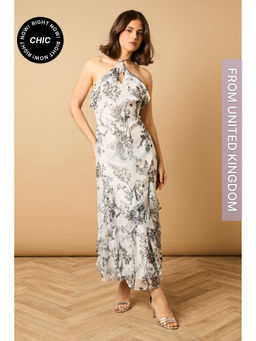 Oasis - Halterneck Spaghetti Strap Midi Dress - Ivory