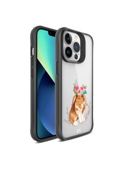 DailyObjects - Flower Bunny Black Hybrid Clear Case Cover for iPhone 13 Pro 6.1 inch