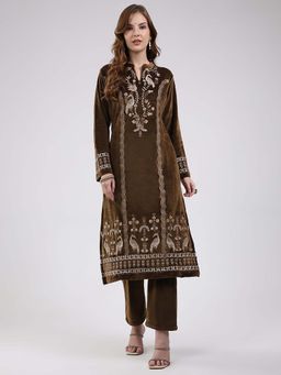 Monte Carlo - Women Brown Embroidered Kurta with Pant