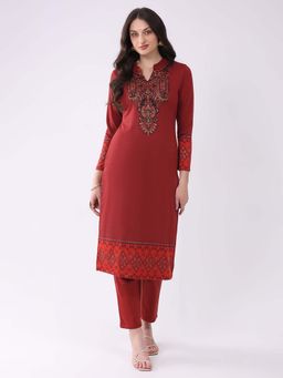 Monte Carlo - Women Red Printed Regular Fit Kurta with Pant